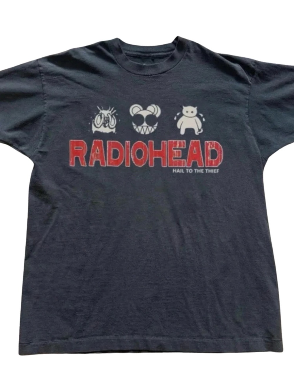 Black Radiohead 'Hail to the Thief' Graphic Tee with Red Logo